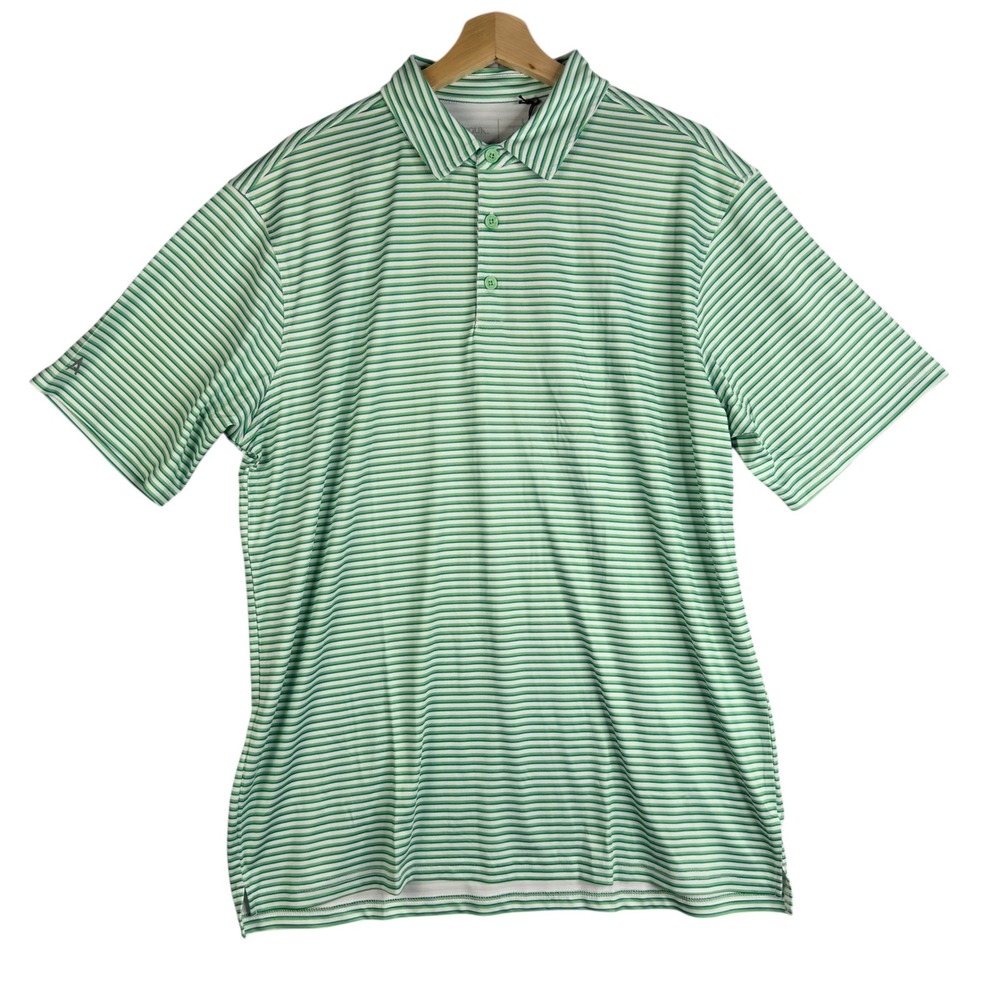 Antigua Men's Skills Golf‎ Polo Shirt Large L Green White Striped NWT
